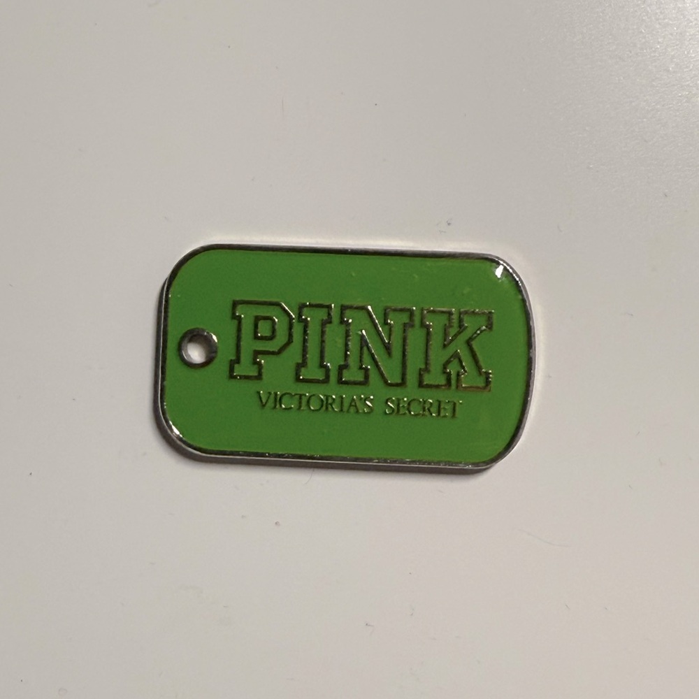 VS PINK Green Dog Tag Necklace/Keychain